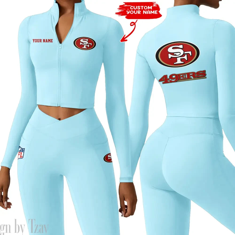 San Francisco 49ers Zipper Sports Top Women Gym Long Sleeve for Fitness SPTZSTW092