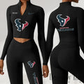 Houston Texans Women Activewear Set 2 Piece Crop Jacket and High Waist Leggings SPTZSTW275