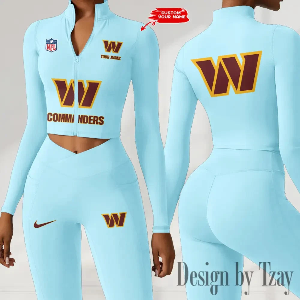 Washington Commanders Zipper Sports Top Women Gym Long Sleeve for Fitness SPTZSTW064