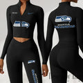 Seattle Seahawks Women Activewear Set 2 Piece Crop Jacket and High Waist Leggings SPTZSTW291