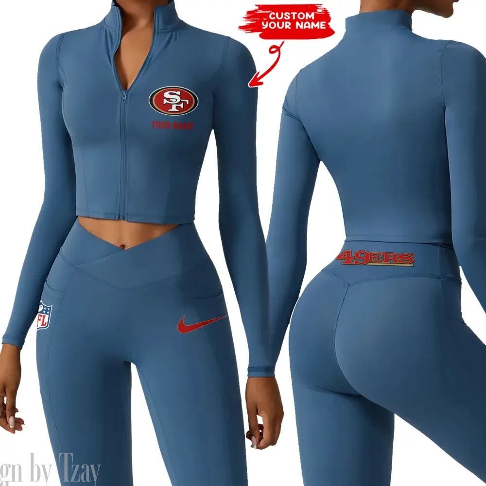 San Francisco 49ers Zipper Sports Top Women Gym Long Sleeve for Fitness SPTZSTW028