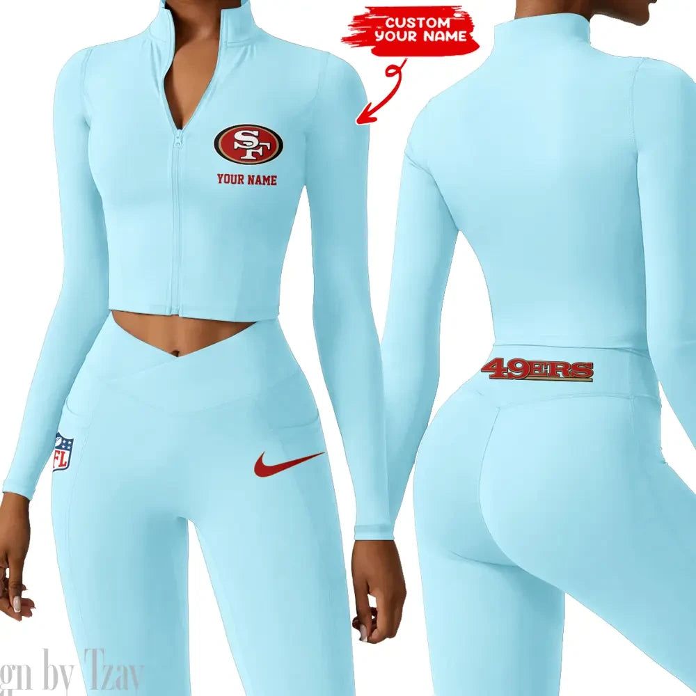 San Francisco 49ers Zipper Sports Top Women Gym Long Sleeve for Fitness SPTZSTW028