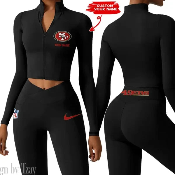 San Francisco 49ers Zipper Sports Top Women Gym Long Sleeve for Fitness SPTZSTW028