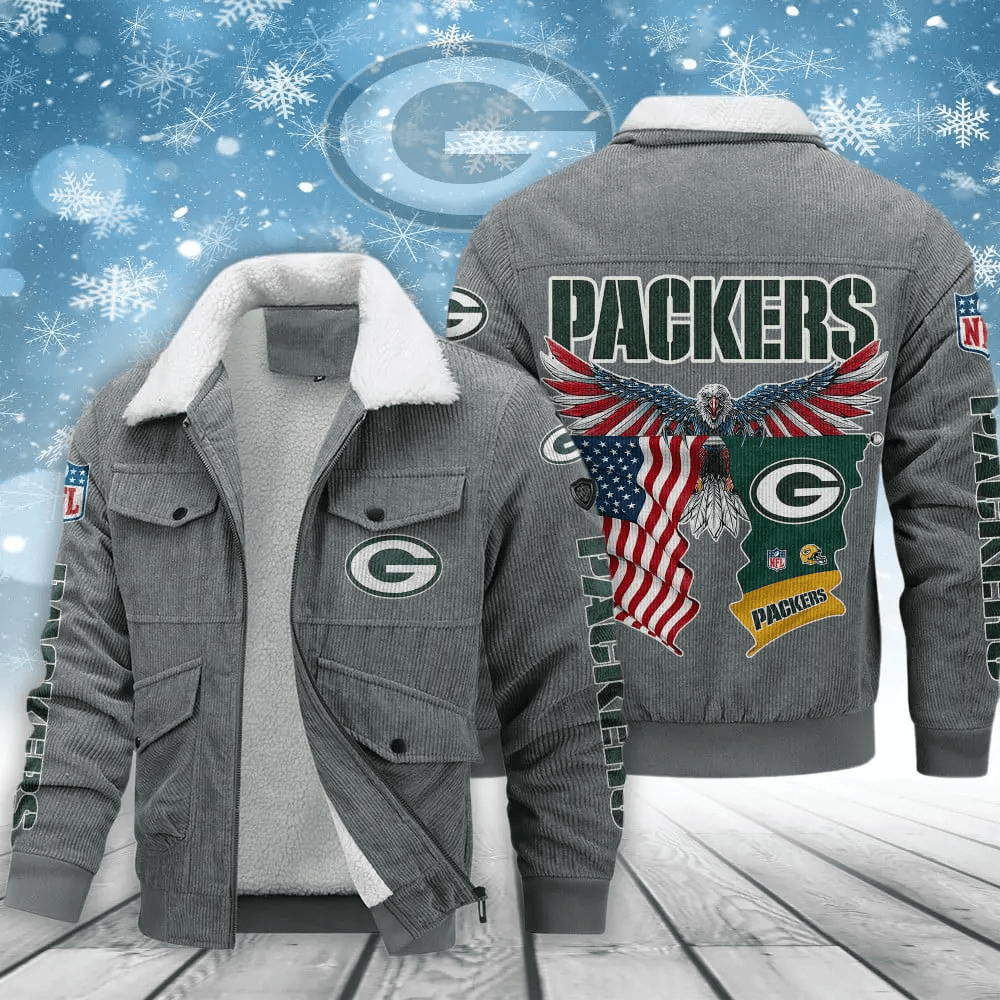 Green Bay Packers VITCJ084 Men’s Thickened Corduroy Jacket