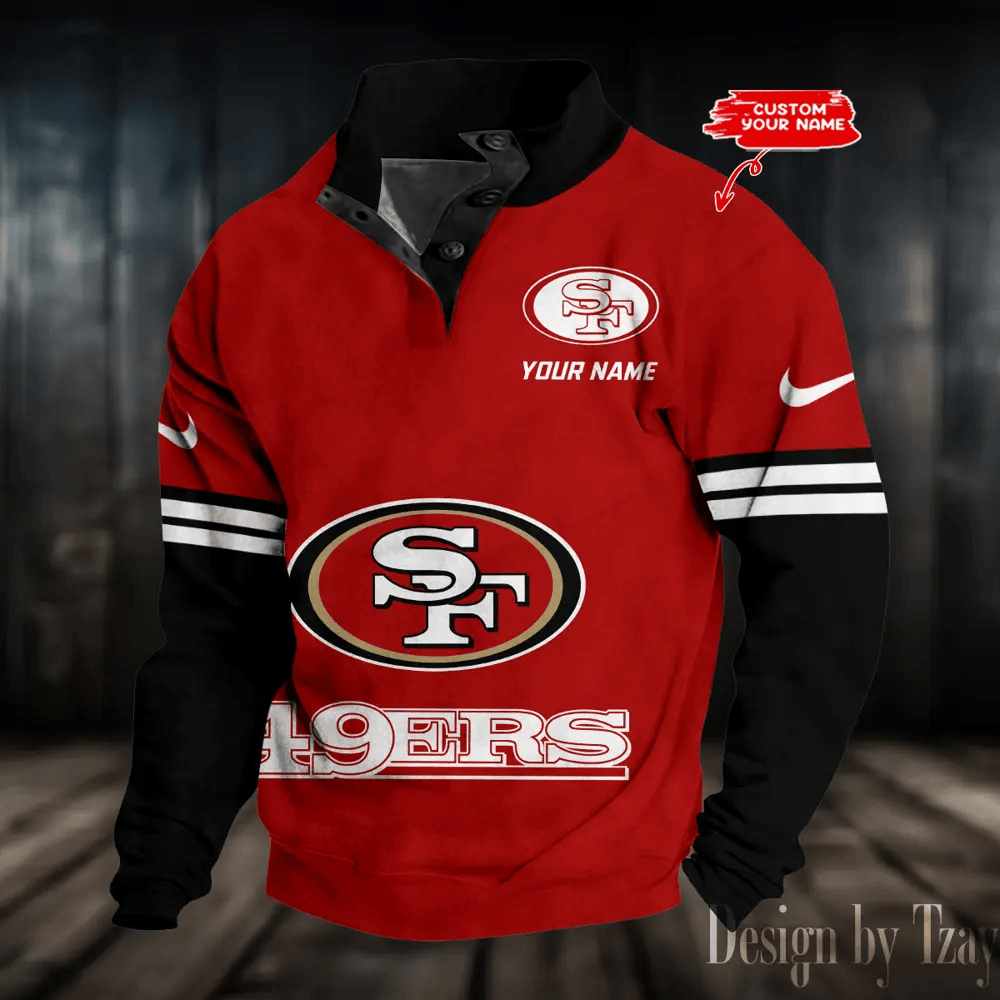 San Francisco 49ers NFL Premium Stand-Collar Game-Day Pullover - Engineered Warmth & Personalized Name S9DBSCH676