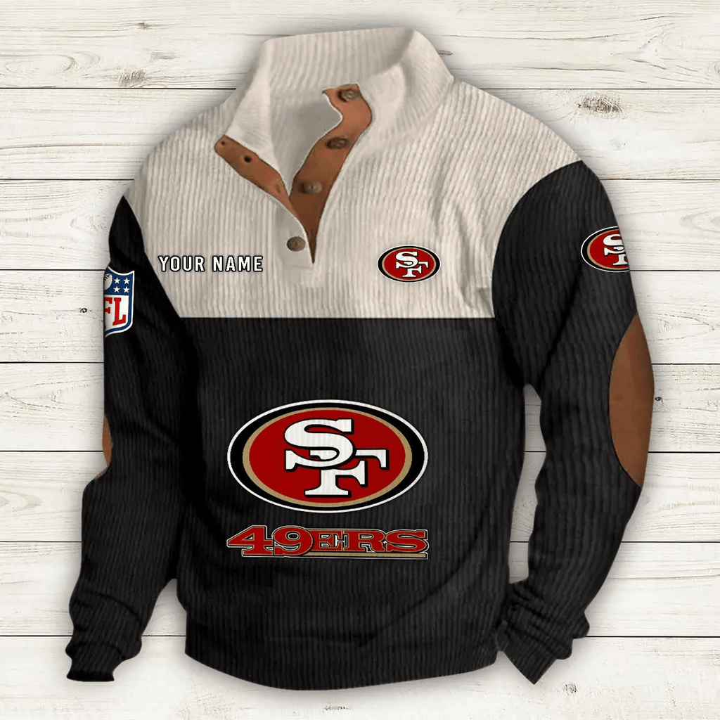 San Francisco 49ers S9DBSCH663 Premium Stand-Collar Game-Day Pullover - Engineered Warmth & Personalized Name