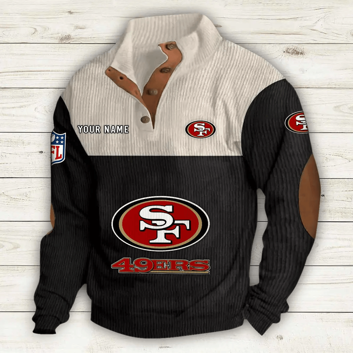 San Francisco 49ers S9DBSCH663 Premium Stand-Collar Game-Day Pullover - Engineered Warmth & Personalized Name
