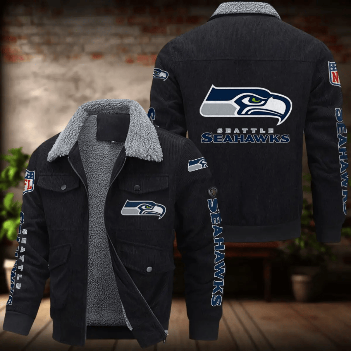 Seattle Seahawks Men's Thickened Corduroy Jacket ANZANZTCJ029