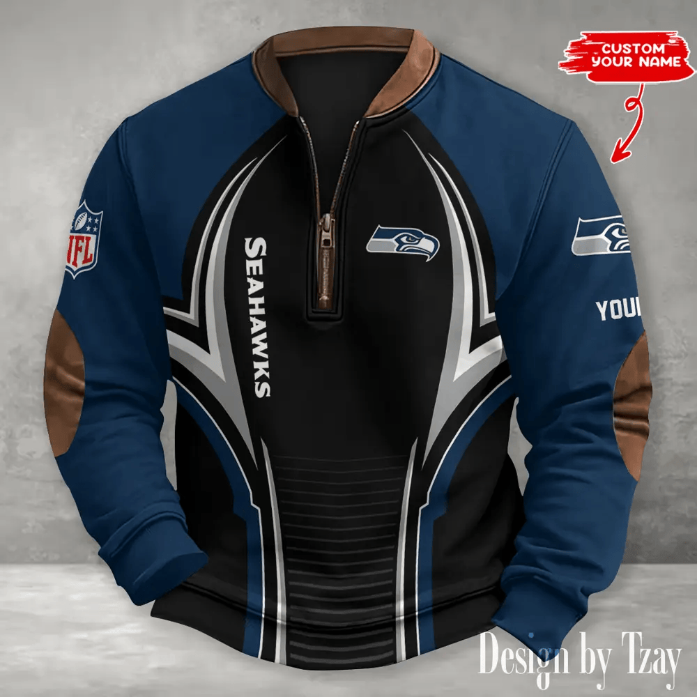S9MPZNS201-Seattle Seahawks Premium Personalized Game-Day Quarter-Zip