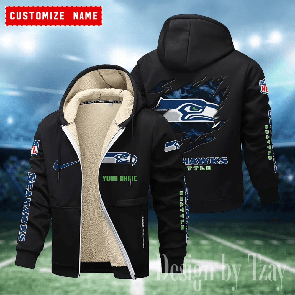 Seattle Seahawks Hoodies Zip Velvet Coat ANZTZH094