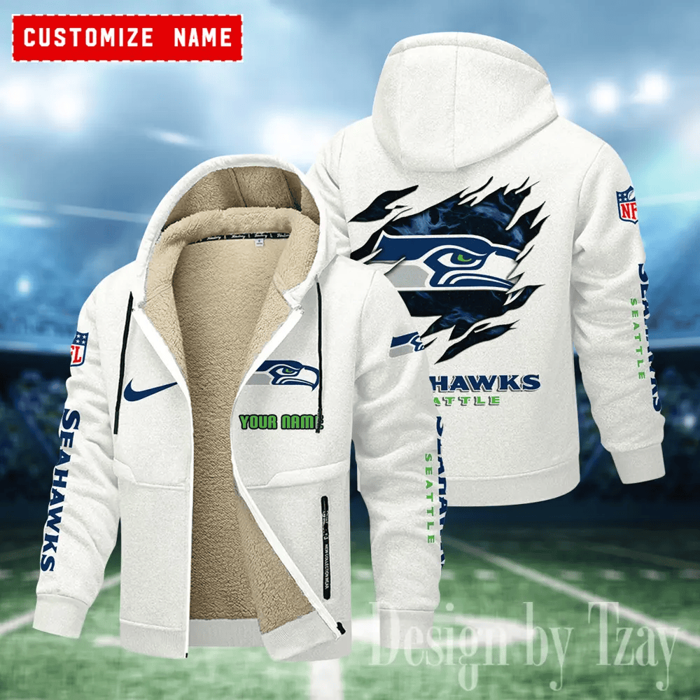 Seattle Seahawks Hoodies Zip Velvet Coat ANZTZH094