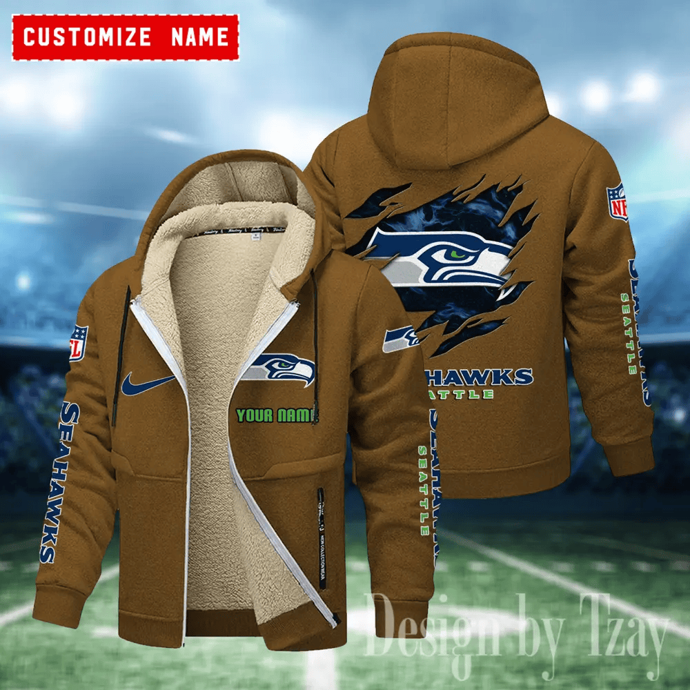 Seattle Seahawks Hoodies Zip Velvet Coat ANZTZH094