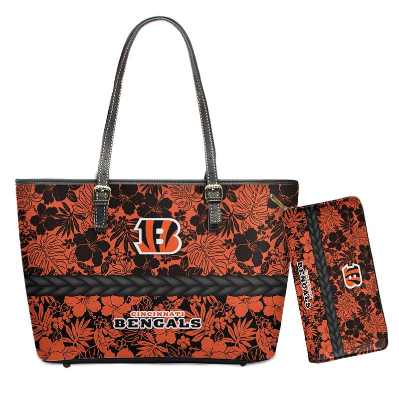 Cincinnati Bengals Hawaii Flower Pattern Limited Edition Tote Bag and Wallet NLA020012