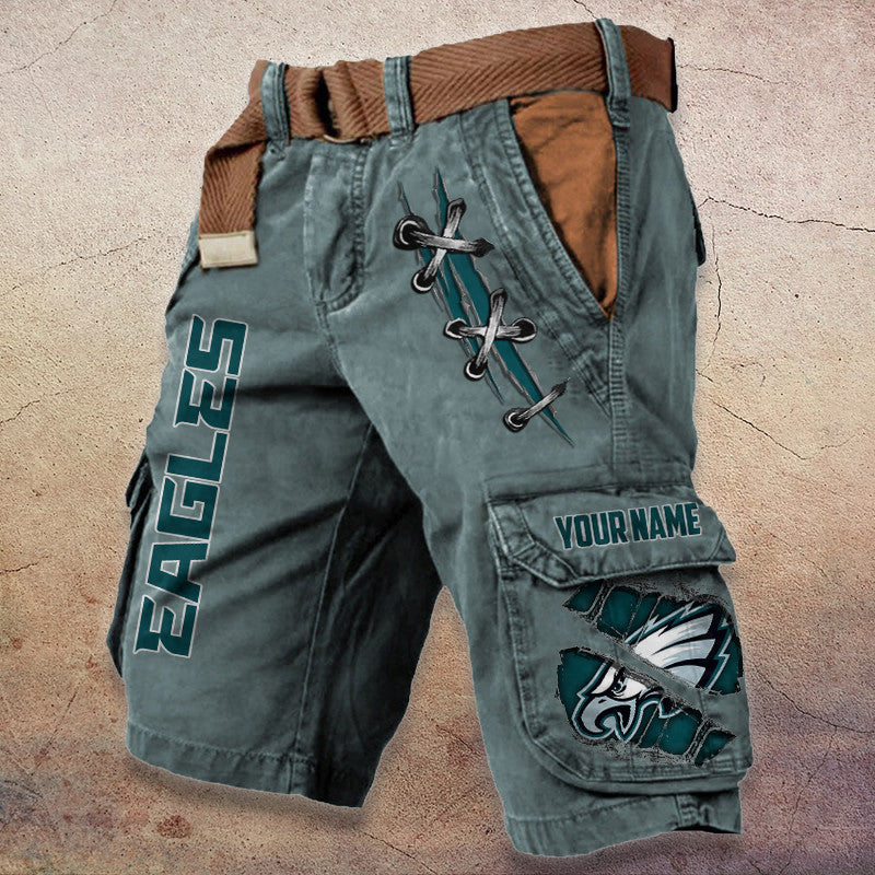 Philadelphia Eagles Pocket Print Cargo Shorts (Belt Not Included) S9MCS155