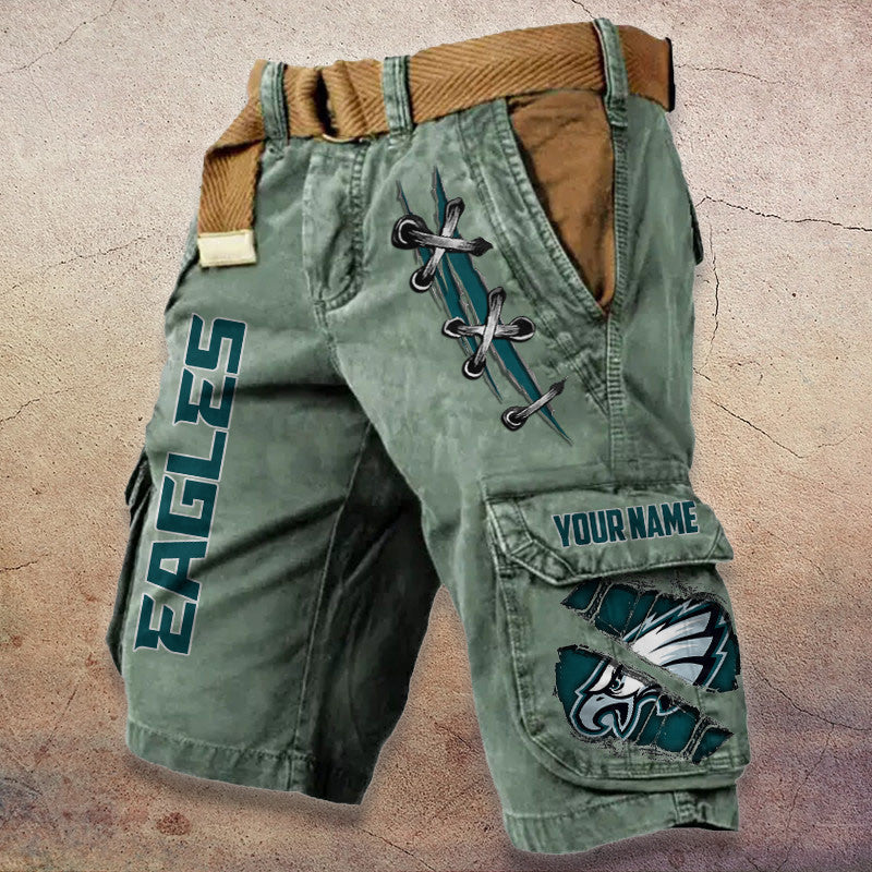 Philadelphia Eagles Pocket Print Cargo Shorts (Belt Not Included) S9MCS155