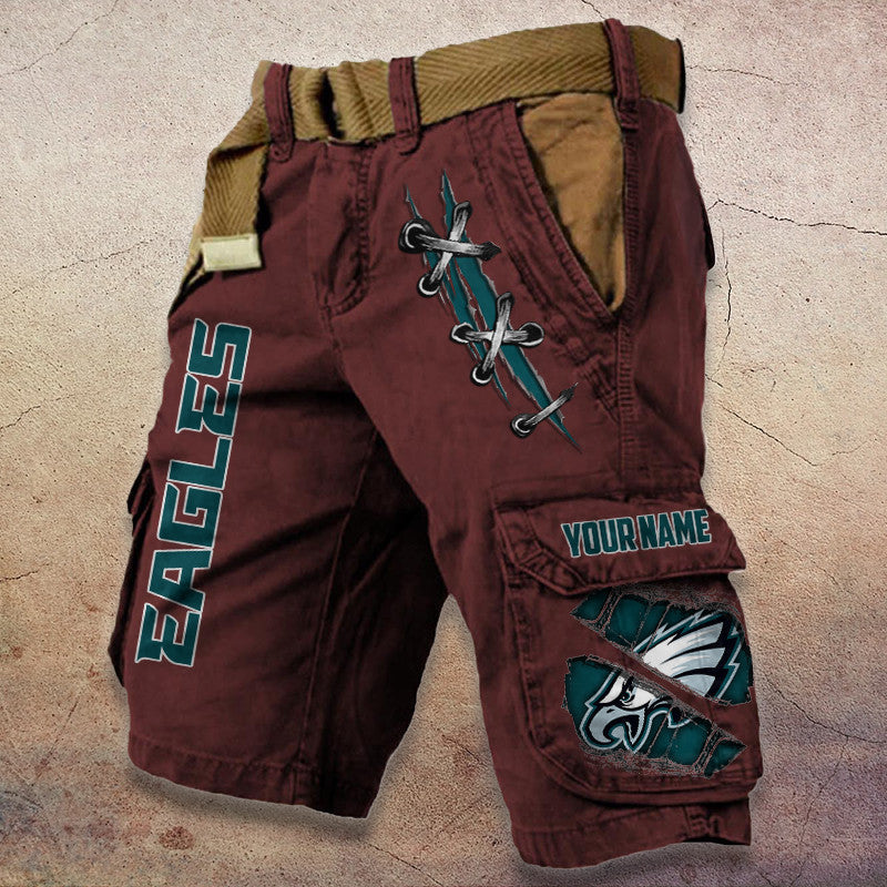 Philadelphia Eagles Pocket Print Cargo Shorts (Belt Not Included) S9MCS155