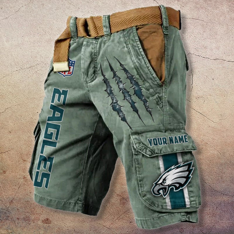 Philadelphia Eagles Pocket Print Cargo Shorts (Belt Not Included) S9MCS091