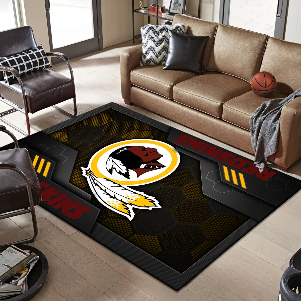 Rug Living Room Floor Decor Fan Gifts Washington Redskins DMHF5332