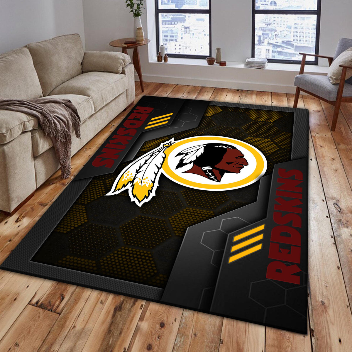 Rug Living Room Floor Decor Fan Gifts Washington Redskins DMHF5332