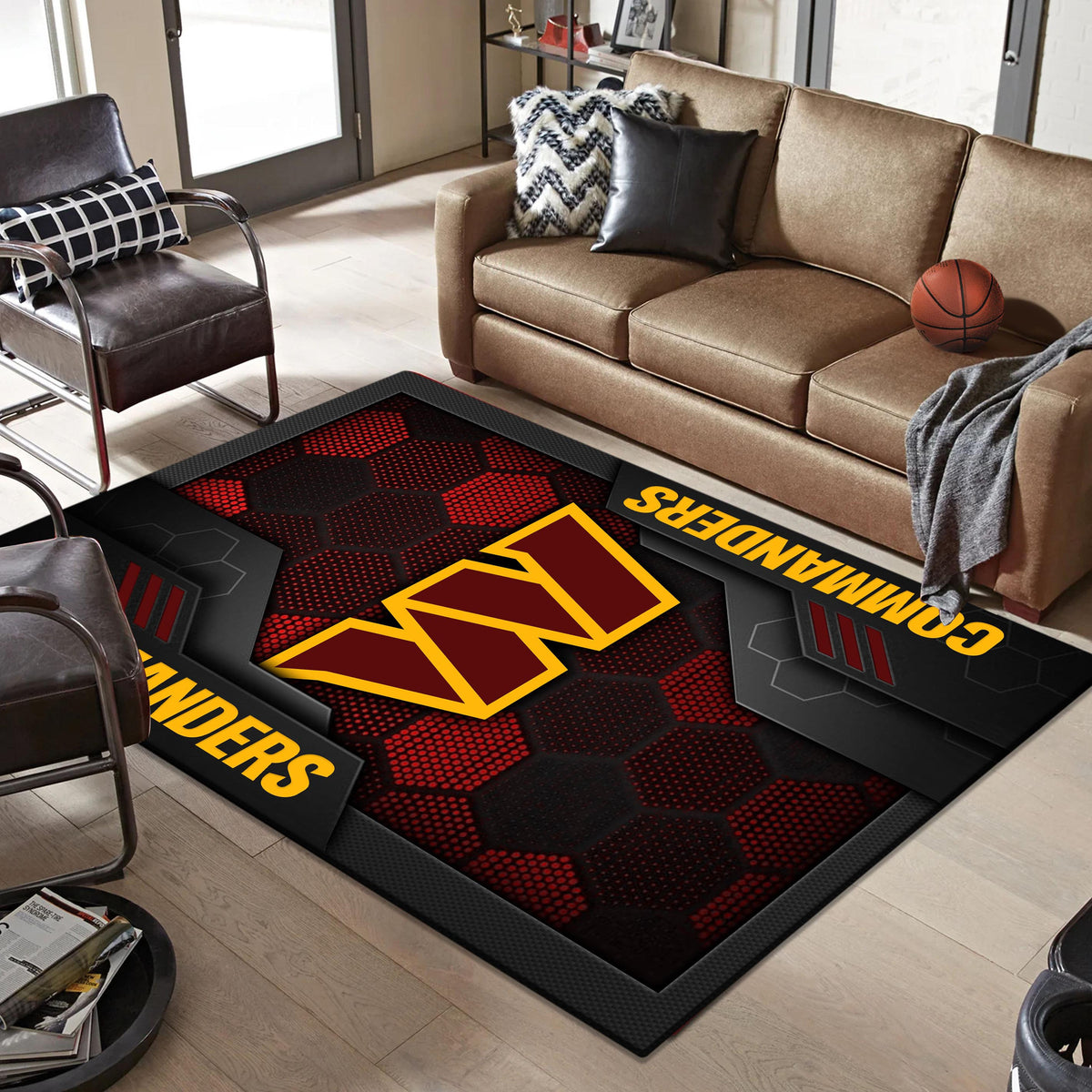 Rug Living Room Floor Decor Fan Gifts Washington Commanders DMHF5331