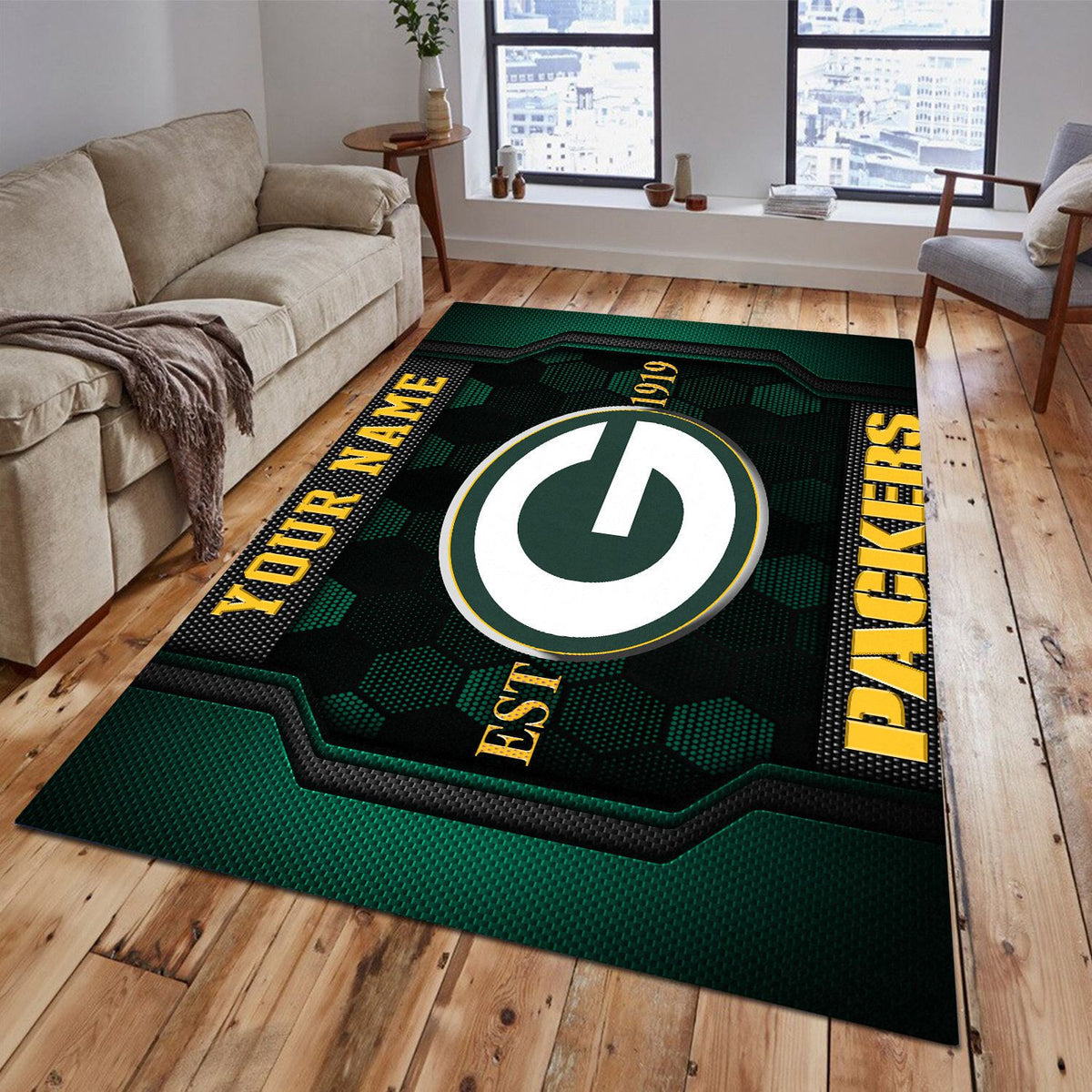 Rug Living Room Floor Decor Fan Gifts Green Bay Packers VITG2011