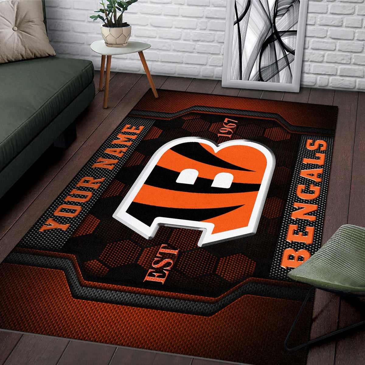 Rug Living Room Floor Decor Fan Gifts Cincinnati Bengals VITG2006
