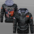 Cincinnati Bengals HVKC7218 - Premium & Ultra-Thick Leather Jacket with Fleece Hood