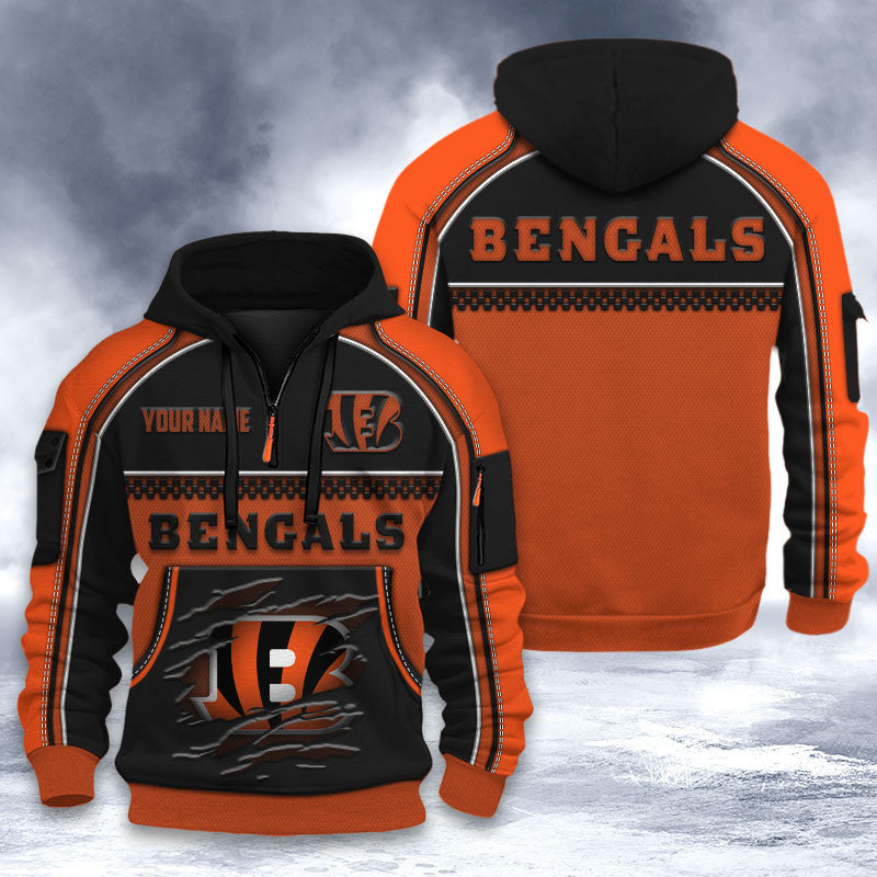Cincinnati Bengals DMHT2519 3D Half-zip Hoodie