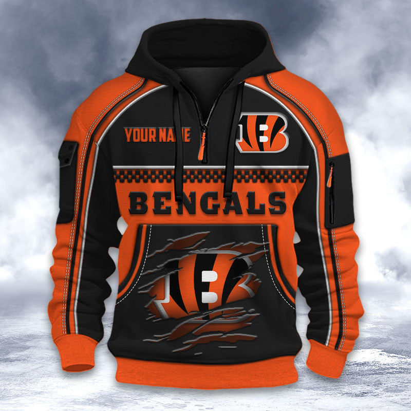 Cincinnati Bengals DMHT2593 3D Half-zip Hoodie