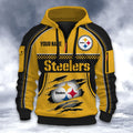 Pittsburgh Steelers DMHT2613 3D Half-zip Hoodie
