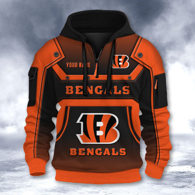 Cincinnati Bengals DMHT2552 3D Half-zip Hoodie