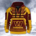 Washington Commanders DMHT2577 3D Half-zip Hoodie