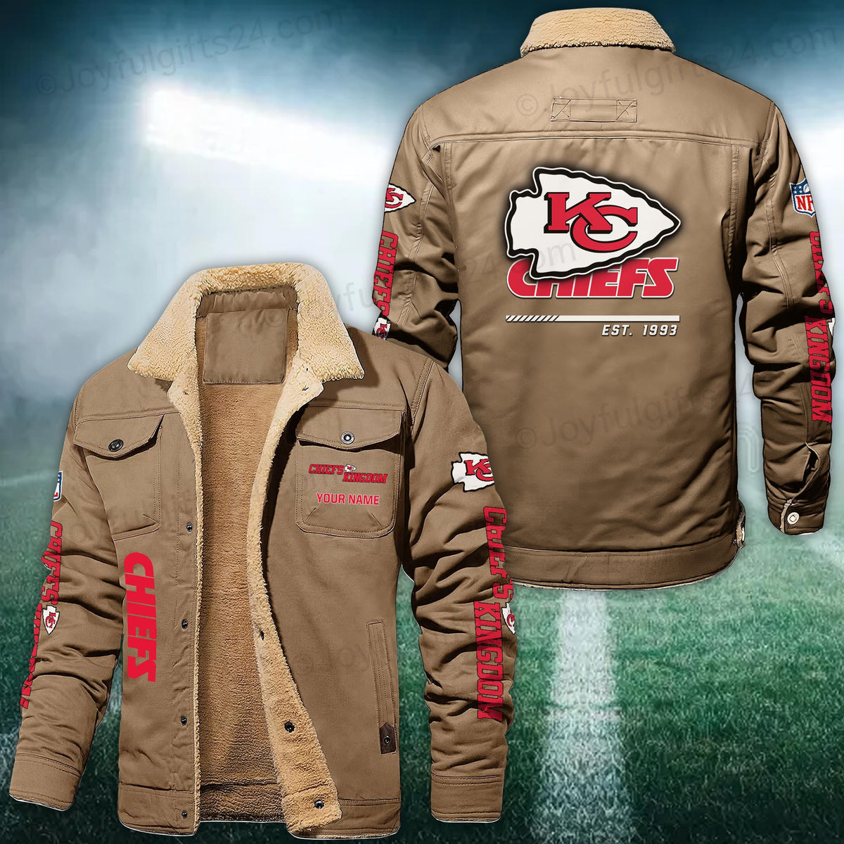 Kansas City Chiefs FLEECE BOMBER JACKET Custom name 10043895N