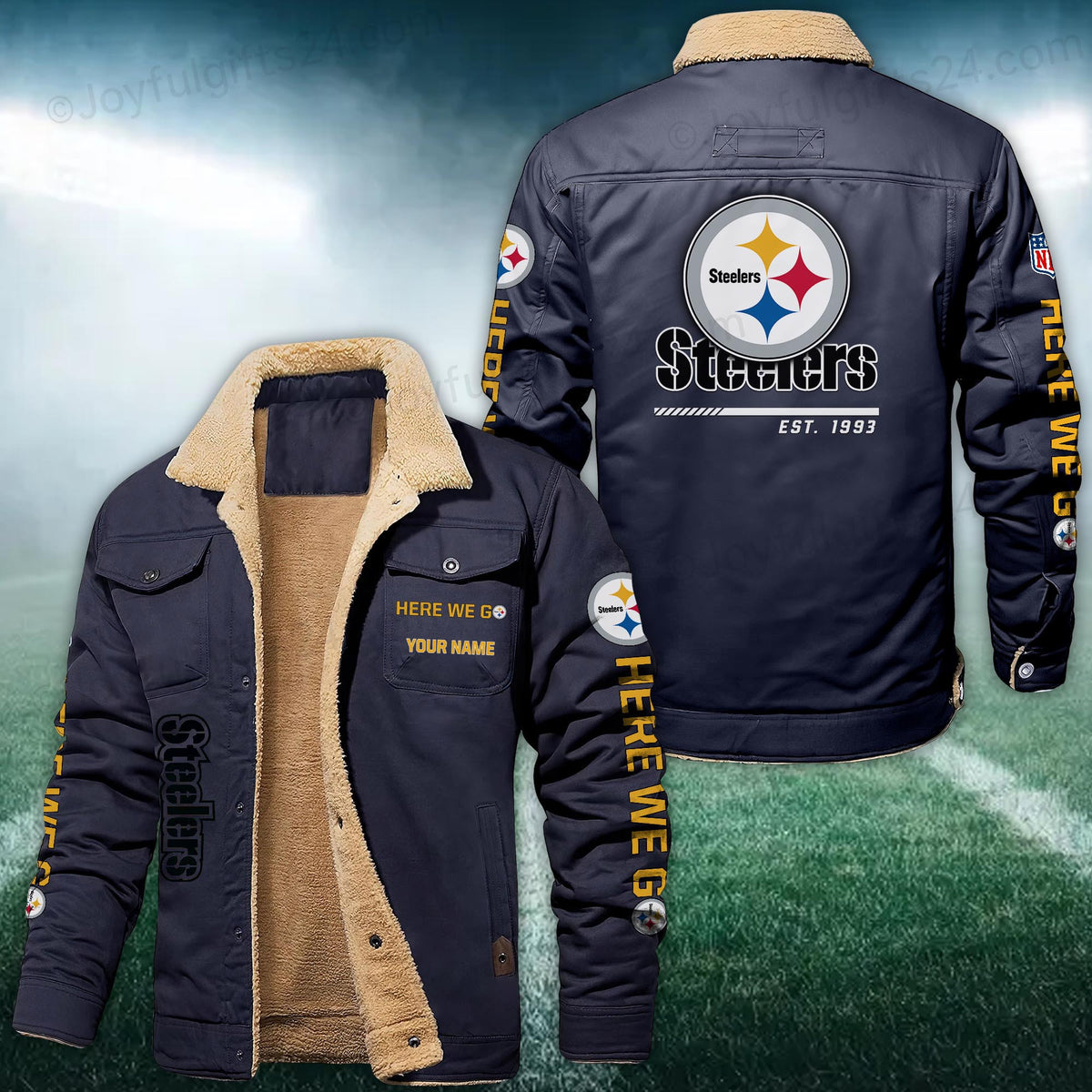 Pittsburgh Steelers FLEECE BOMBER JACKET Custom name 10043895N