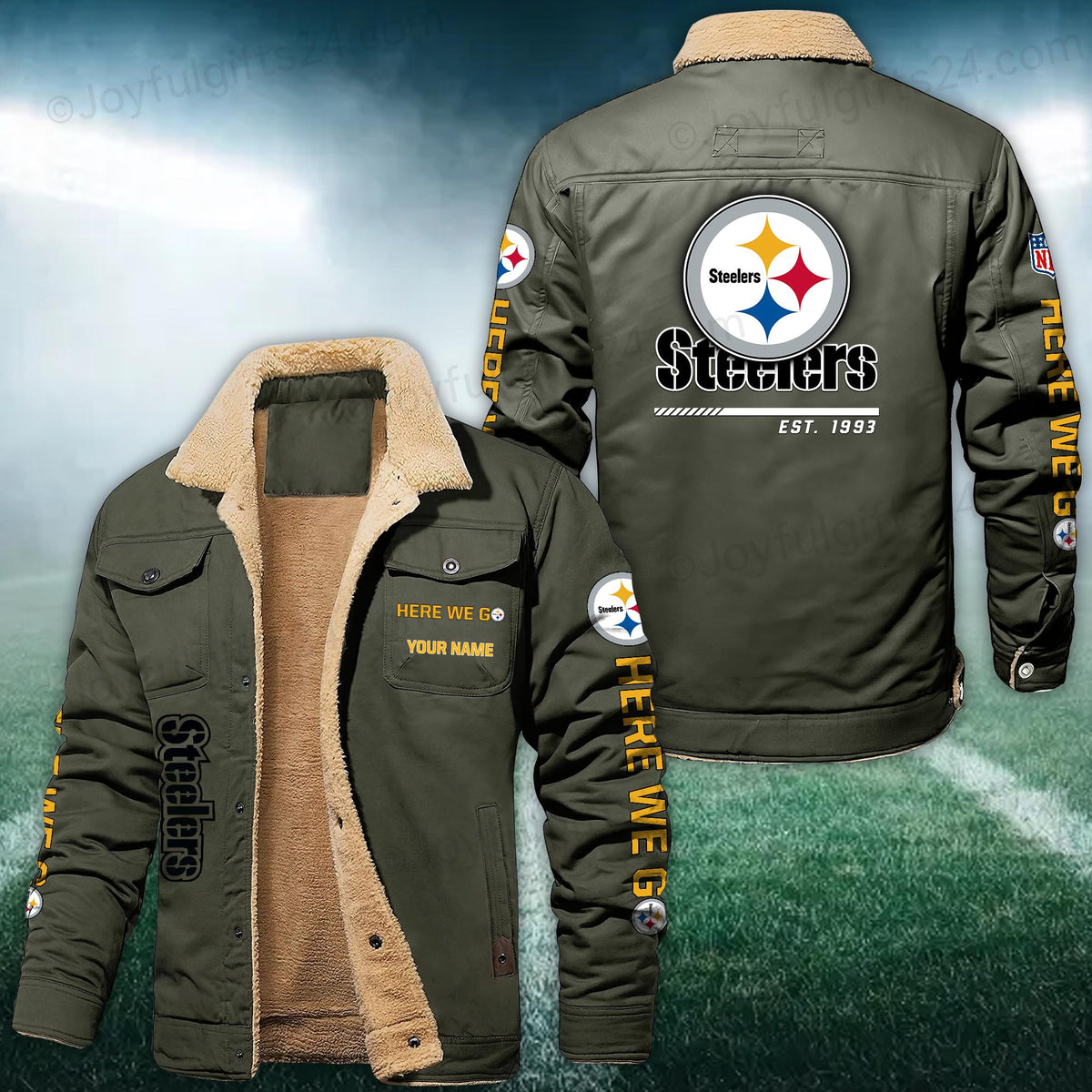 Pittsburgh Steelers FLEECE BOMBER JACKET Custom name 10043895N