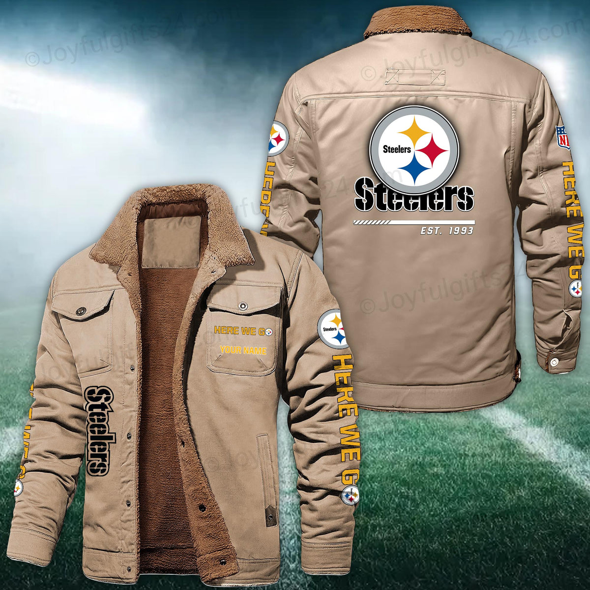 Pittsburgh Steelers FLEECE BOMBER JACKET Custom name 10043895N