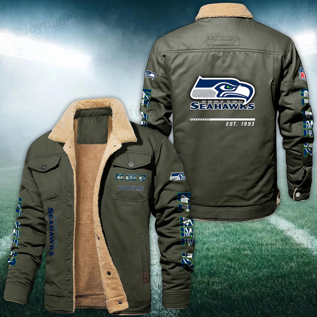 Seattle Seahawks FLEECE BOMBER JACKET Custom name 10043895N