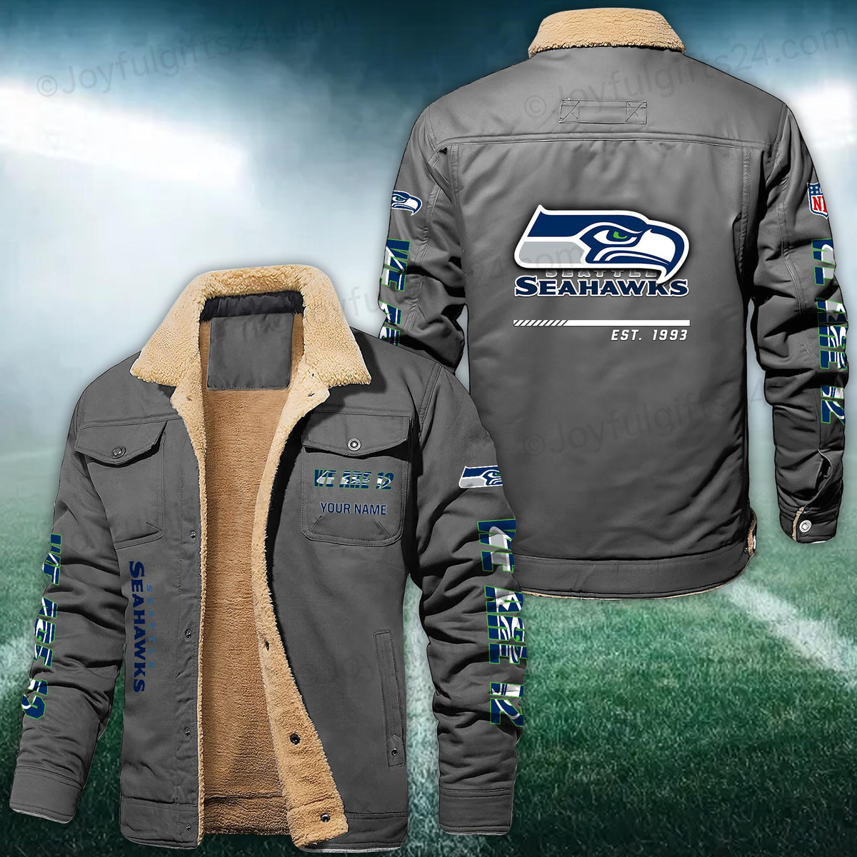 Seattle Seahawks FLEECE BOMBER JACKET Custom name 10043895N