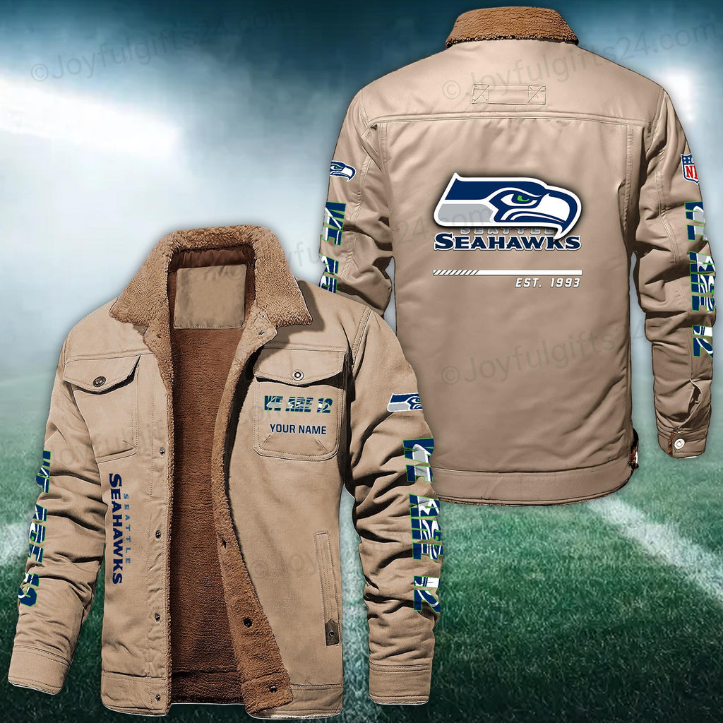Seattle Seahawks FLEECE BOMBER JACKET Custom name 10043895N