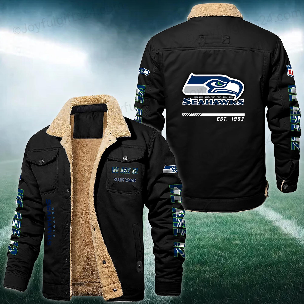 Seattle Seahawks FLEECE BOMBER JACKET Custom name 10043895N