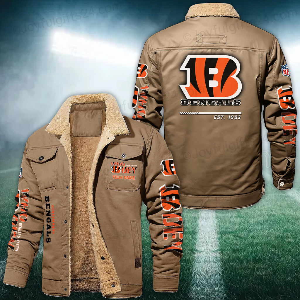 Cincinnati Bengals FLEECE BOMBER JACKET Custom name 10043895N