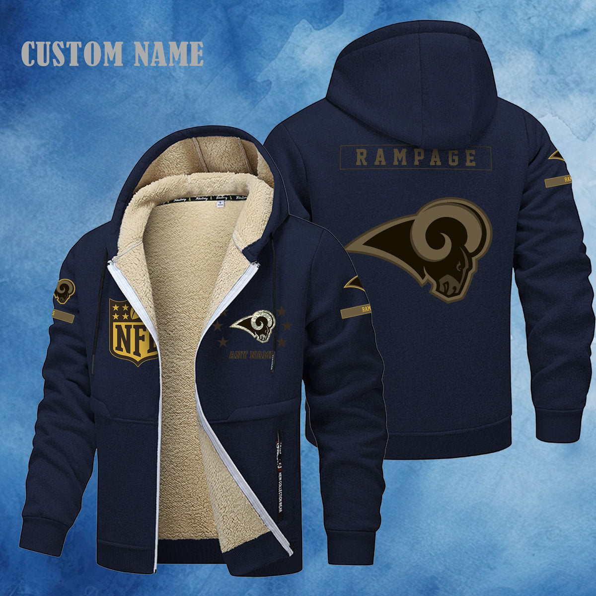 Los Angeles Rams NFL-Lamb Fleece Thick Coat- Custom name 10154094N