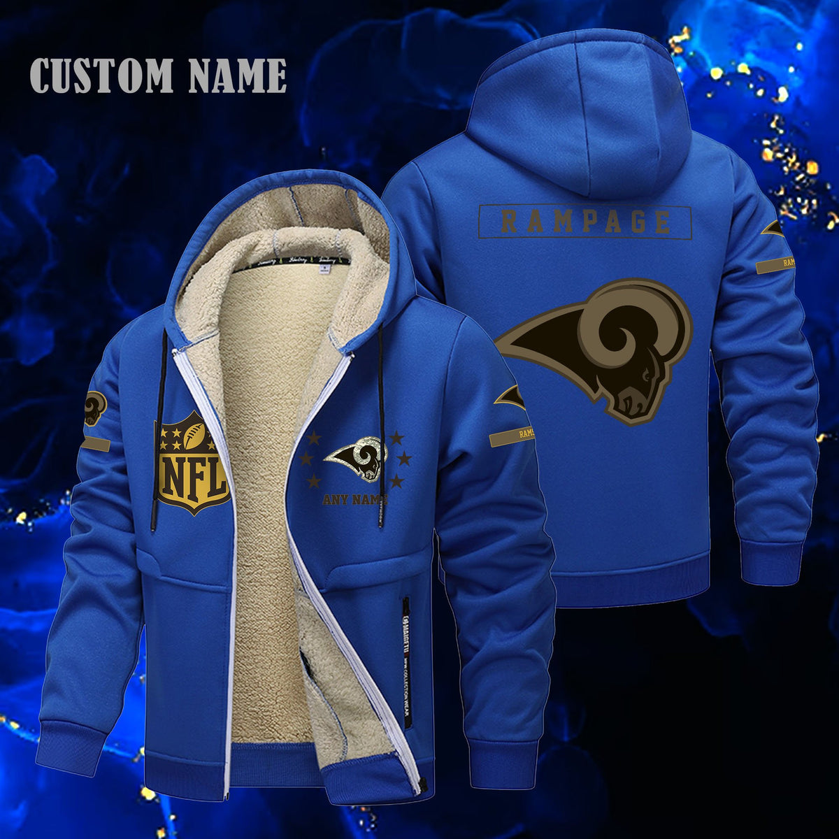Los Angeles Rams NFL-Lamb Fleece Thick Coat- Custom name 10154094N