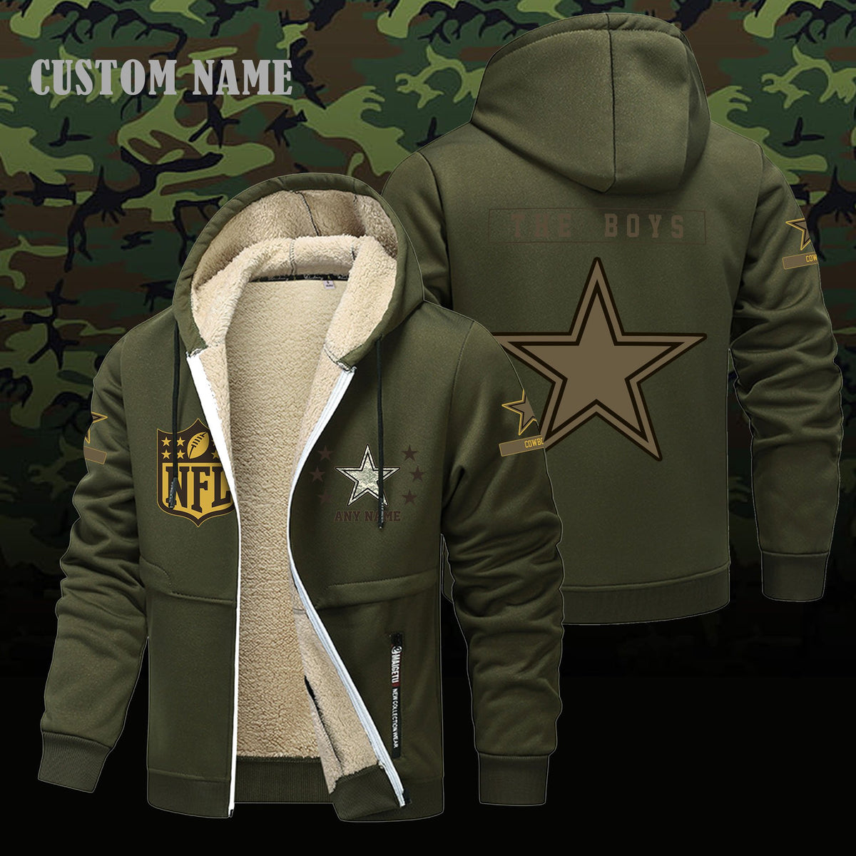 Dallas Cowboys NFL-Lamb Fleece Thick Coat- Custom name 10154094N