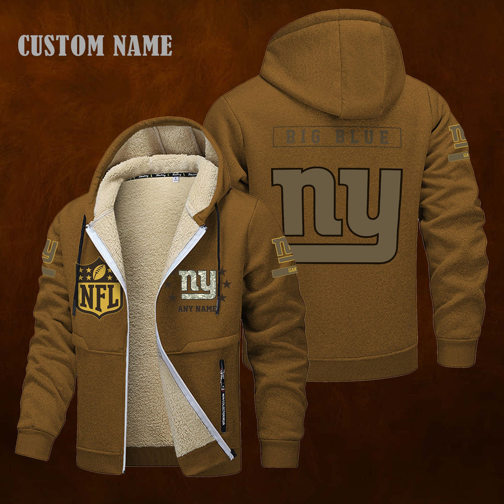 New York Giants NFL-Lamb Fleece Thick Coat- Custom name 10154094N
