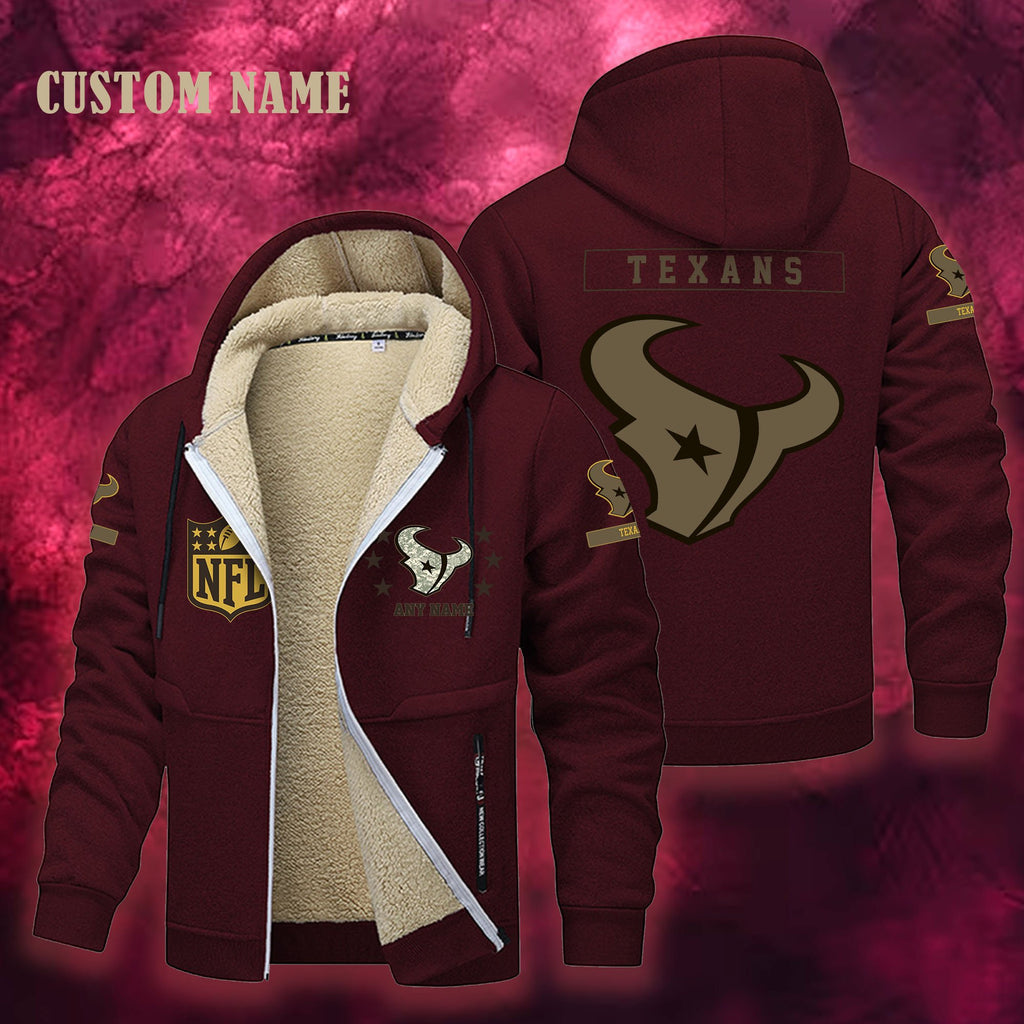Houston Texans NFL-Lamb Fleece Thick Coat- Custom name 10154094N