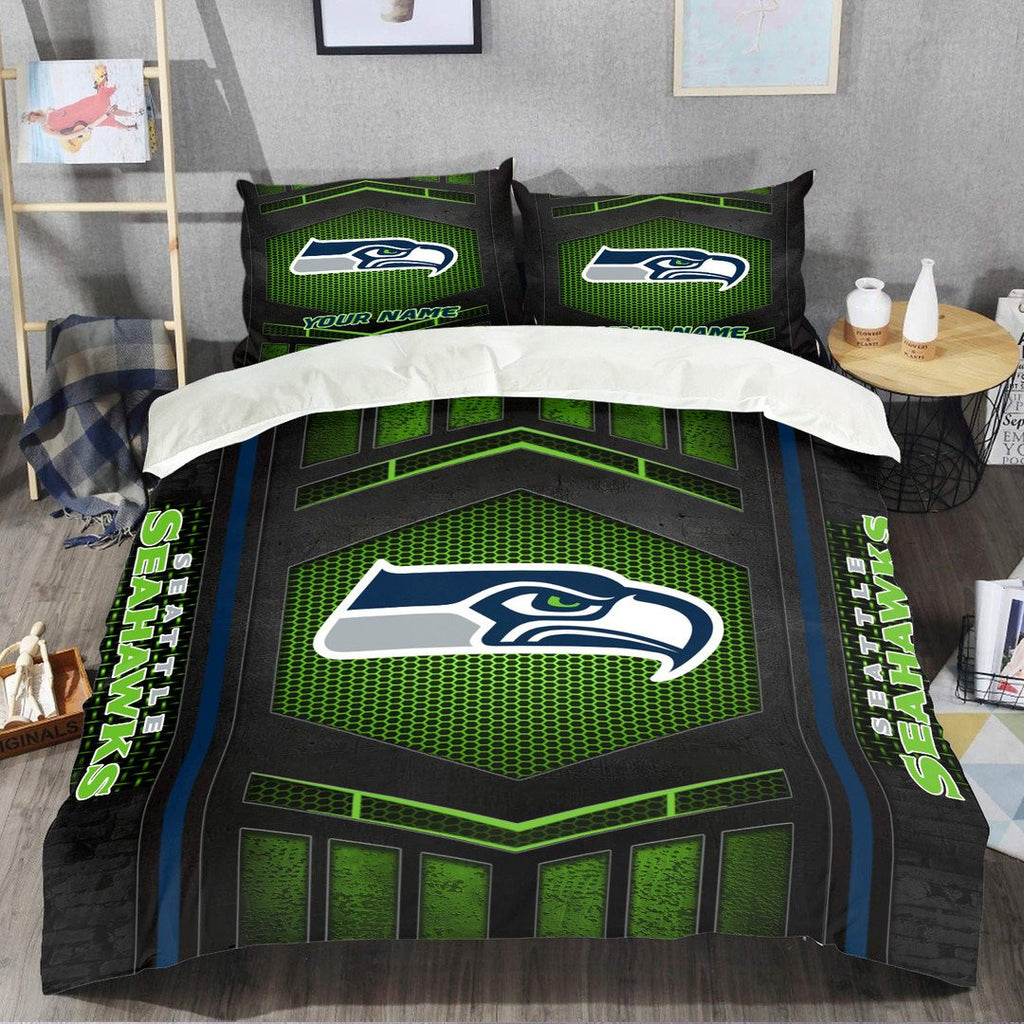 Seattle Seahawks Personalized Quilt Set Best Gift For Fan BGBED131