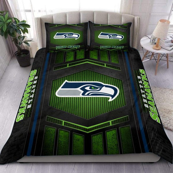 Seattle Seahawks Personalized Quilt Set Best Gift For Fan BGBED131