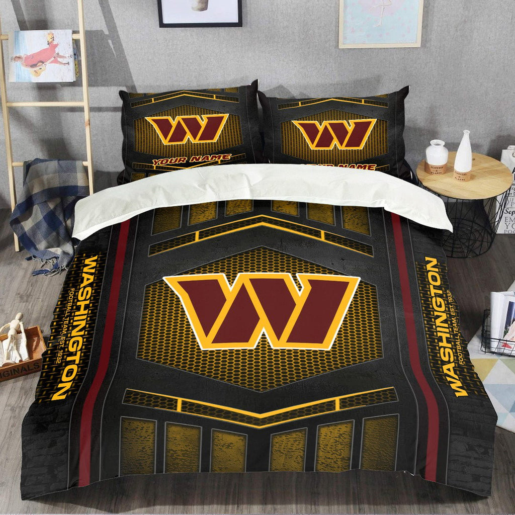Washington Commanders Personalized Quilt Set Best Gift For Fan BGBED134