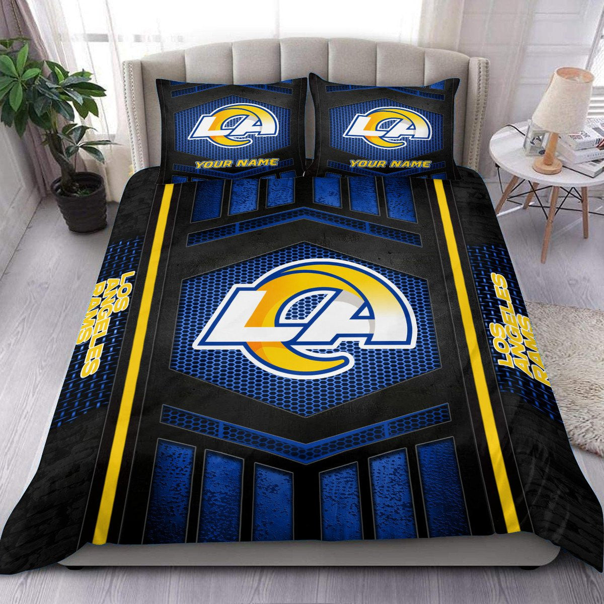 Los Angeles Rams Personalized Quilt Set Best Gift For Fan BGBED121